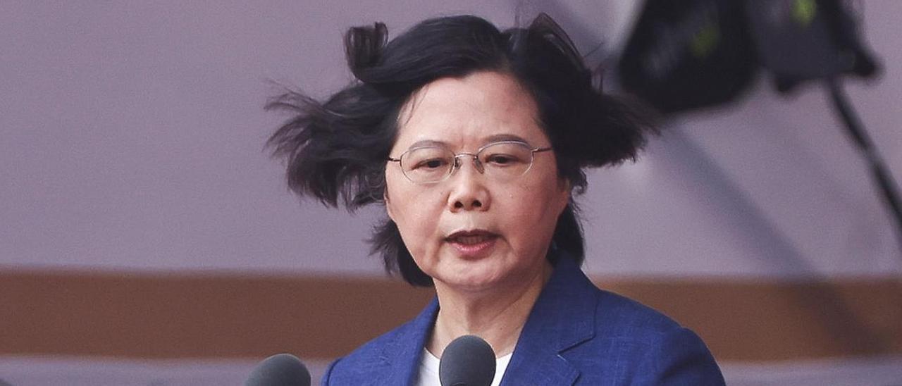 La presidenta de Taiwán, Tsai Ing-wen, durante las celebraciones