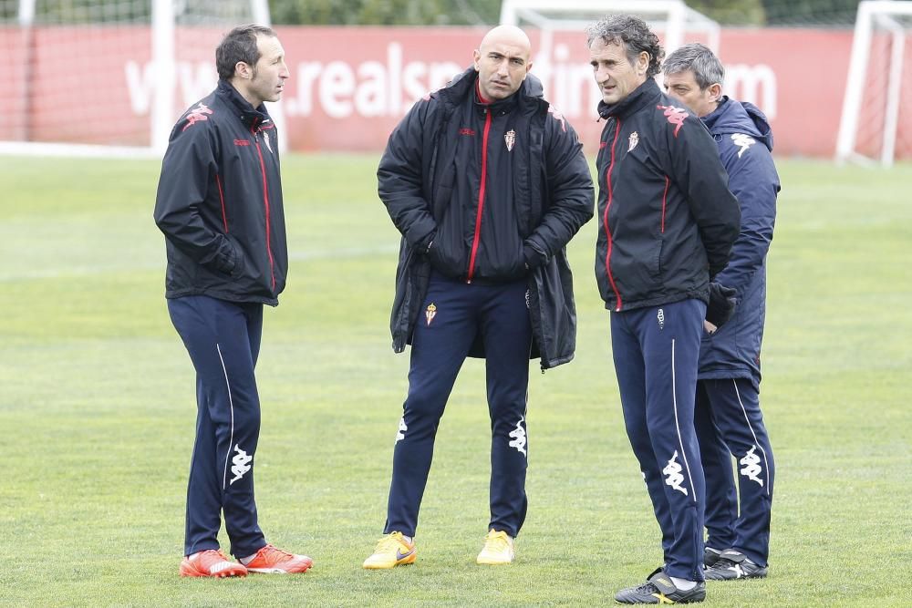 Entrenamiento del Sporting tras su regreso de Málaga