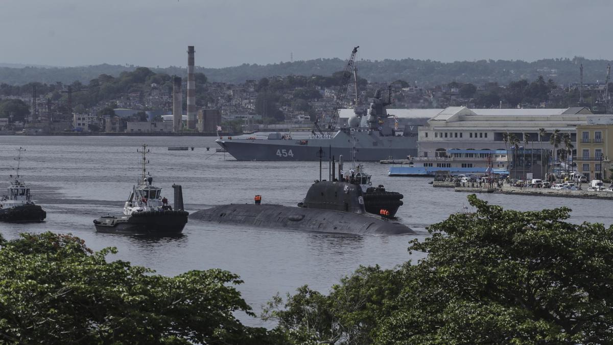 El submarino nuclear Kazan abandona La Habana, el pasado día 17 de junio.