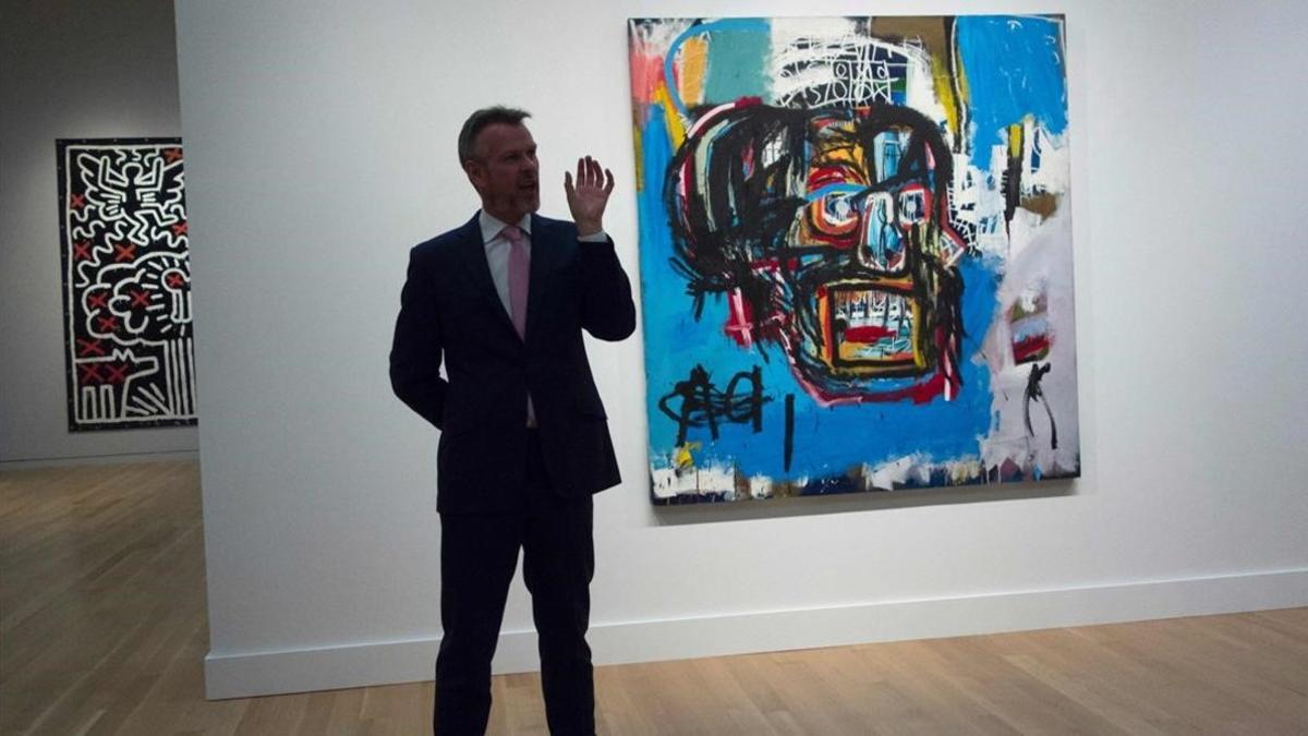 La obra de Basquiat 'Untitlet', de 1982, subastada en la casa Sotheby's de Nueva York.