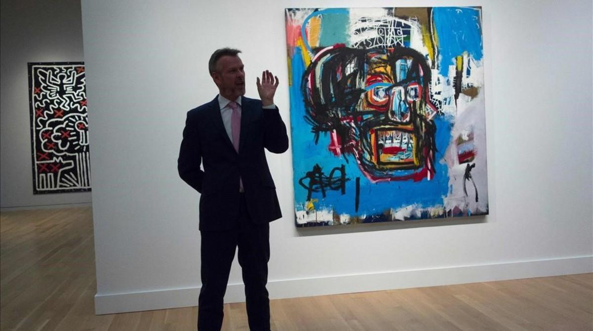 La obra de Basquiat 'Untitlet', de 1982, subastada en la casa Sotheby's de Nueva York.
