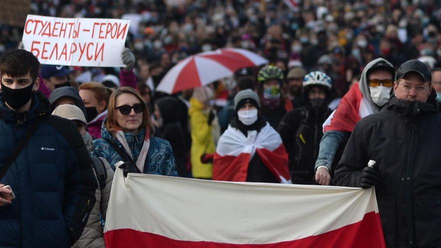 Protestas en Minsk.