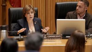 Soraya Sáenz de Santamaría, exvicepresidenta del Gobierno, durante su comparecencia en la comisión de la Operación Catalunya en el Congreso de los Diputados.
