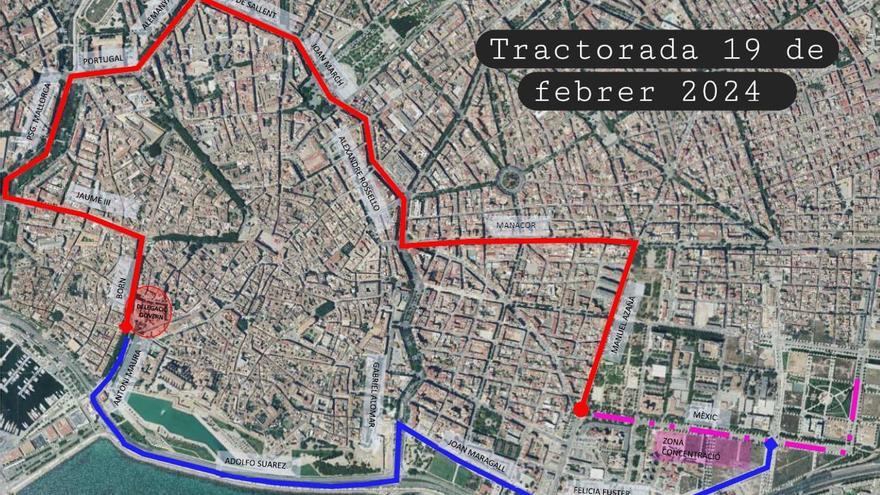 Guía para evitar el colapso en Palma por la tractorada del lunes: horarios de la protesta, calles cortadas y supresión de paradas de bus
