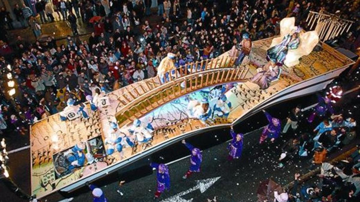 Imagen de una de las carrozas de la cabalgata de Reyes del año pasado en Barcelona.