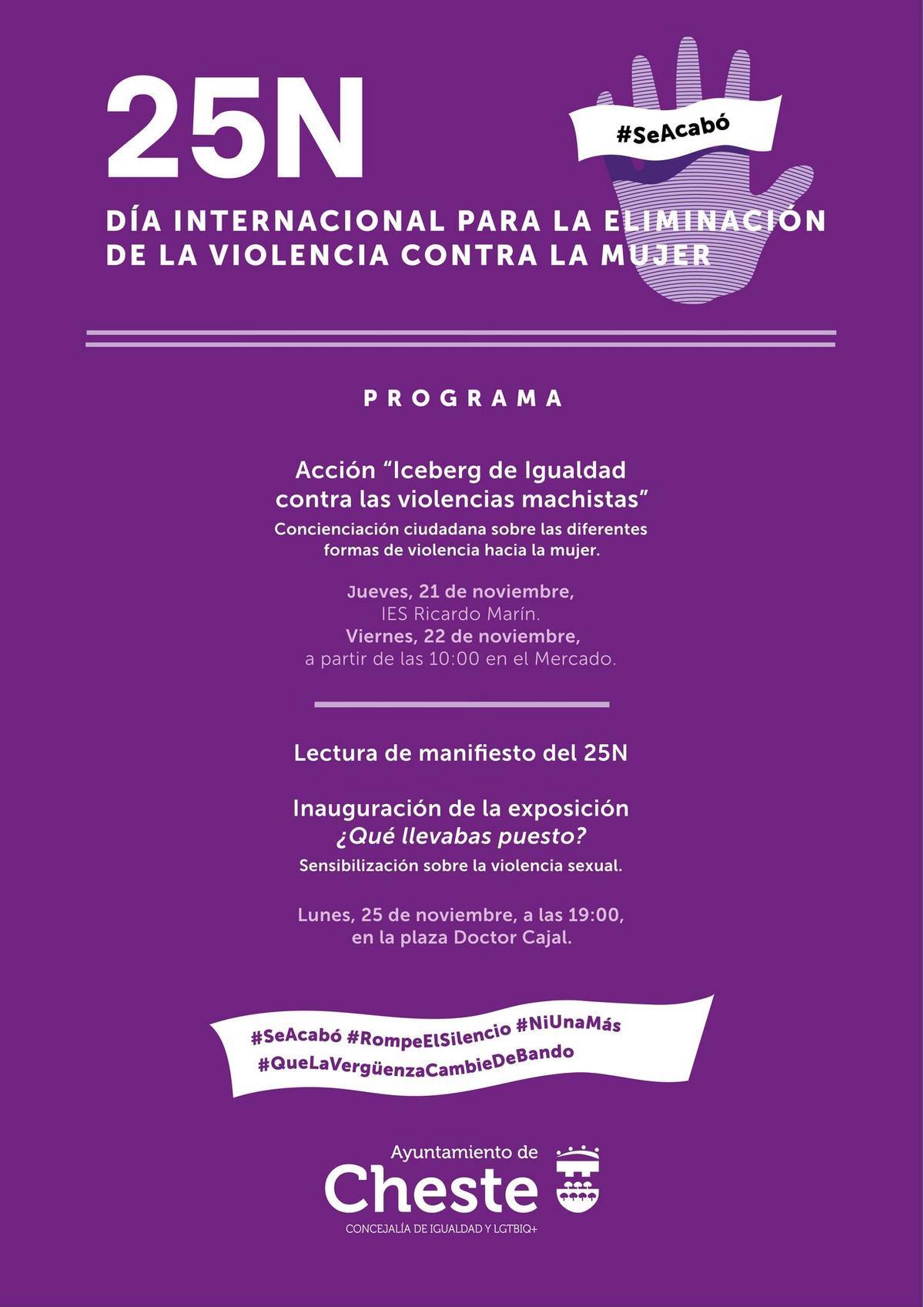 Cartel preparado por Cheste para el 25N