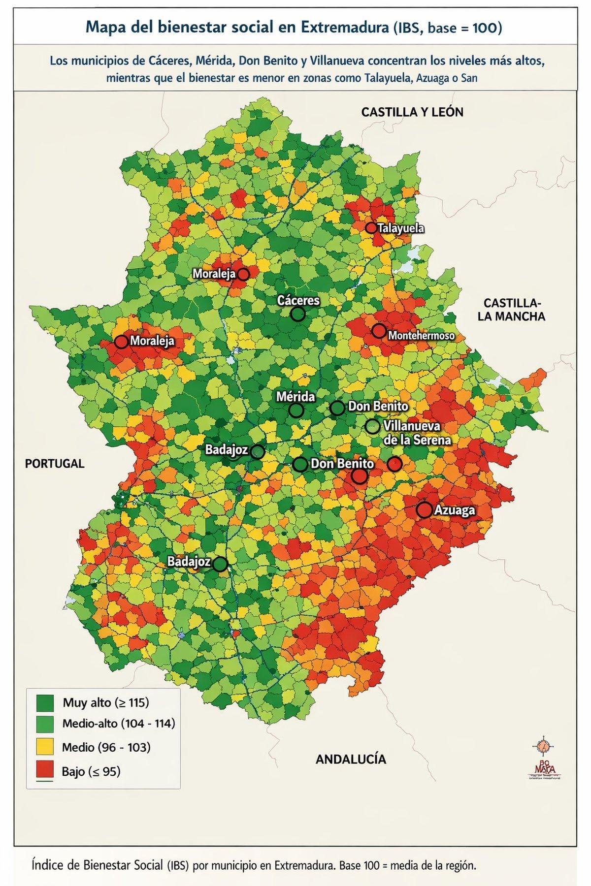 Mapa del bienestar en Extremadura
