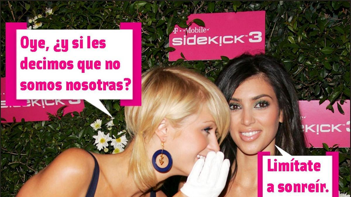 Paris Hilton y Kim Kardashian con bocadillo