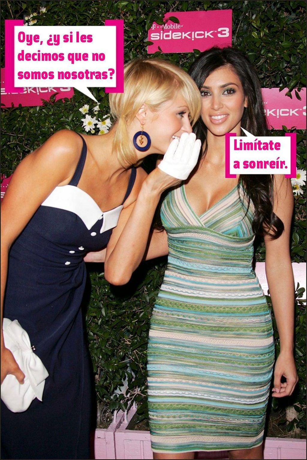 Paris Hilton y Kim Kardashian con bocadillo
