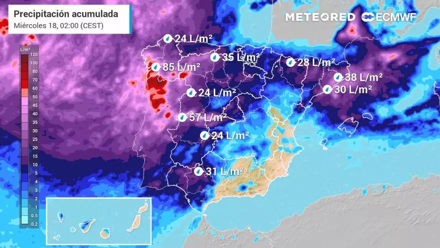 Precipitacion acumulada hasta el miercoles 18 de octubre