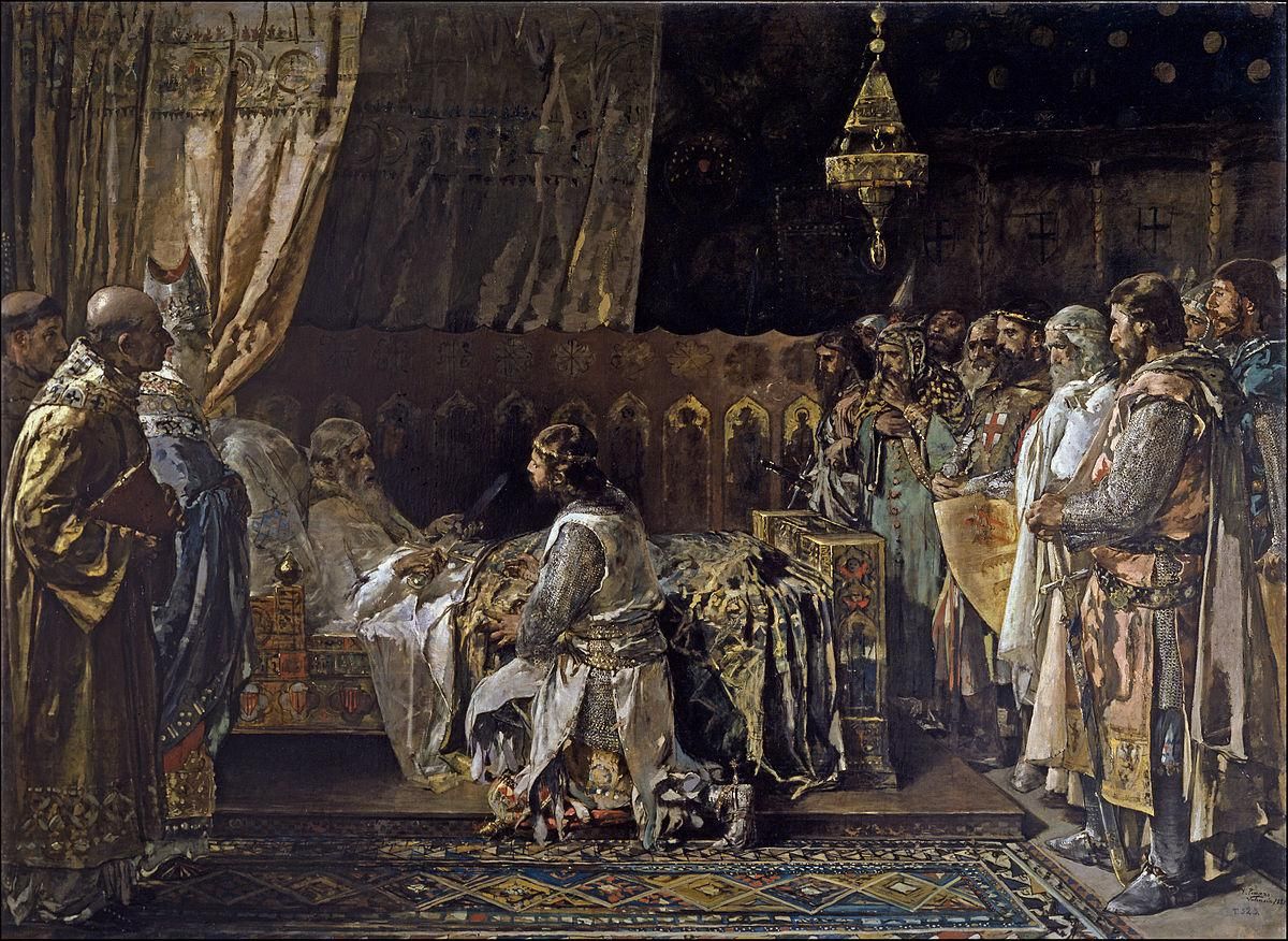 Cuadro que representa a Pedro el Grande en el lecho de muerte de Jaume I.