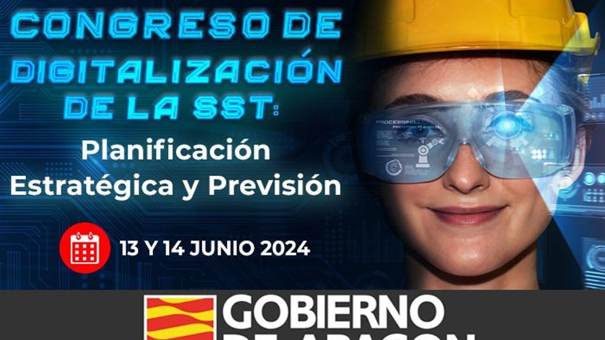 Cartel anunciador del congreso sobre la digitalización de la seguridad y salud en el trabajo.