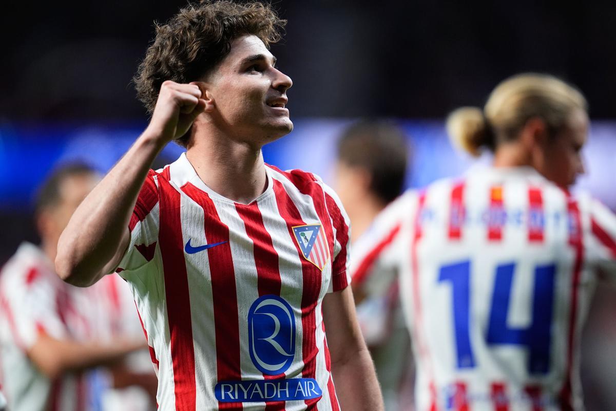Julián Álvarez celebra un gol en las semifinales contra el Arsenal