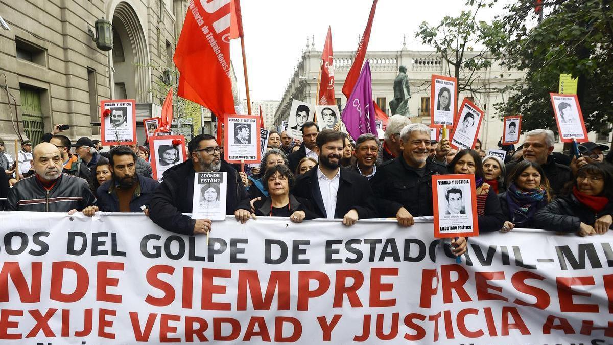 Manifestación por el 50 aniversario de la muerte de Salvador Allende por el golpe de Estado en Chile.