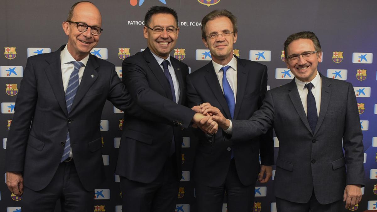 De izquierda a derecha, Jordi Cardoner, Josep Maria Bartomeu, Jordi Gual y Jaume Giró