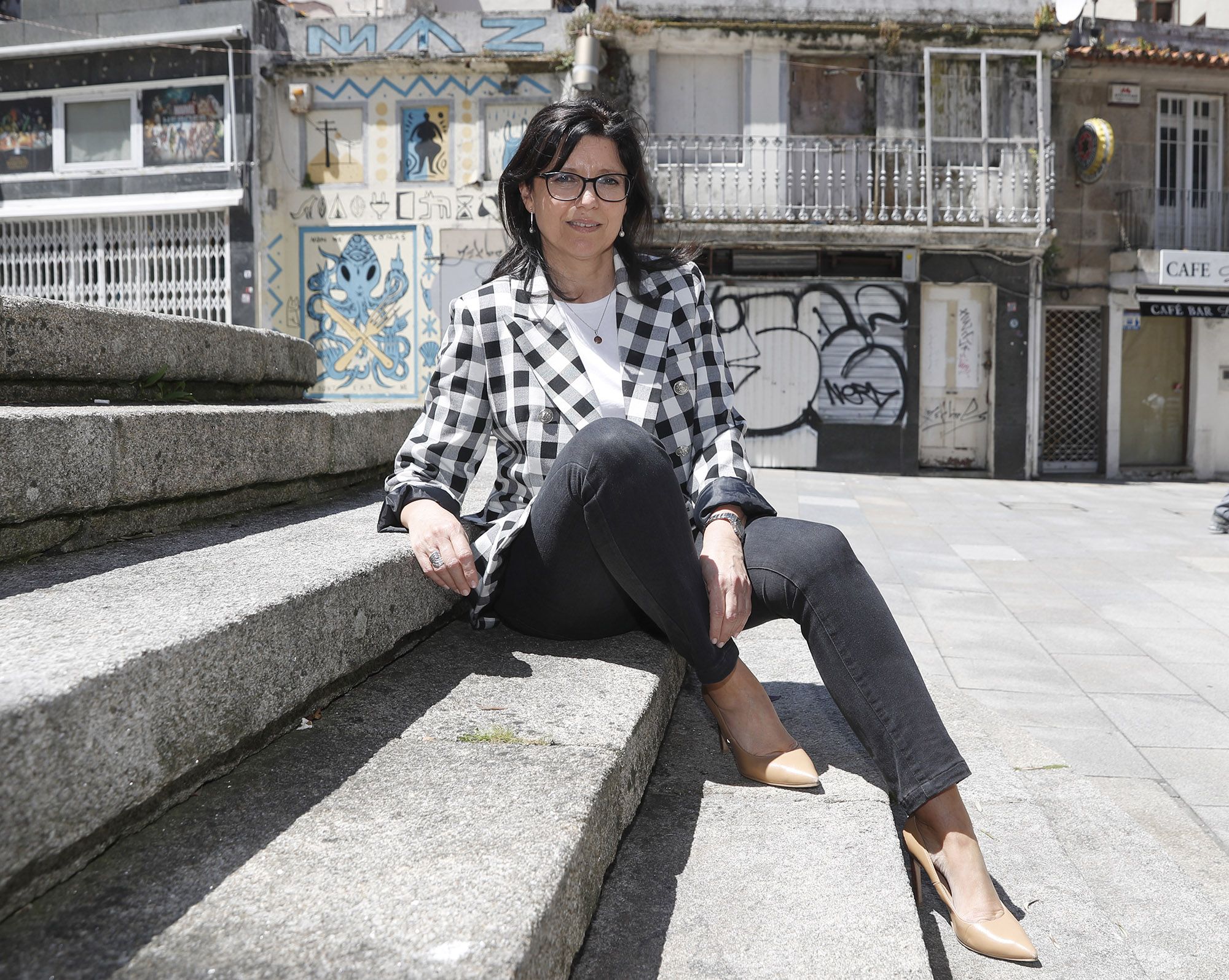 María José Caride, en el casco vello vigués