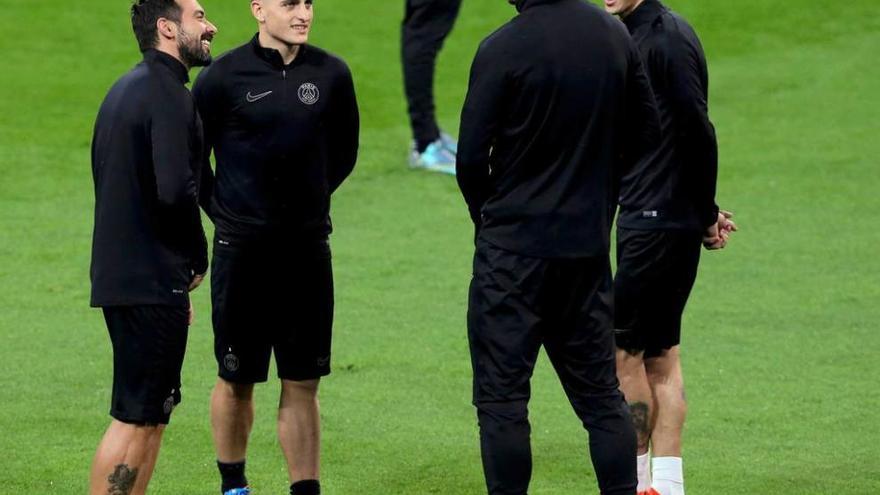 Lavezzi, Verratti, Ibrahimovic y Di María, ayer en el Bernabéu.