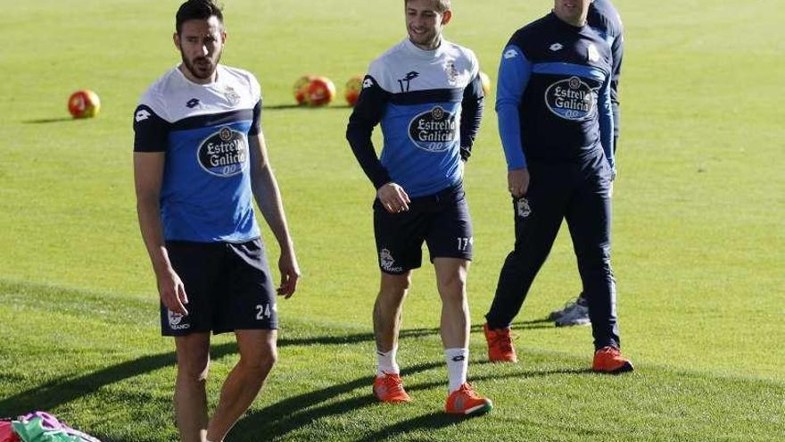 Jonás Gutiérrez y Fede Cartabia, ayer en Riazor.