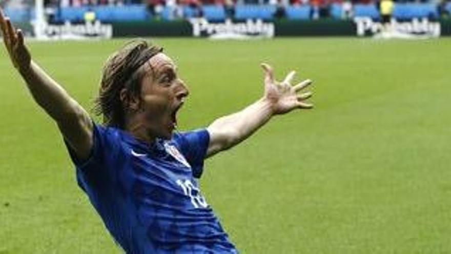 Modric celebra el gol de la victòria.