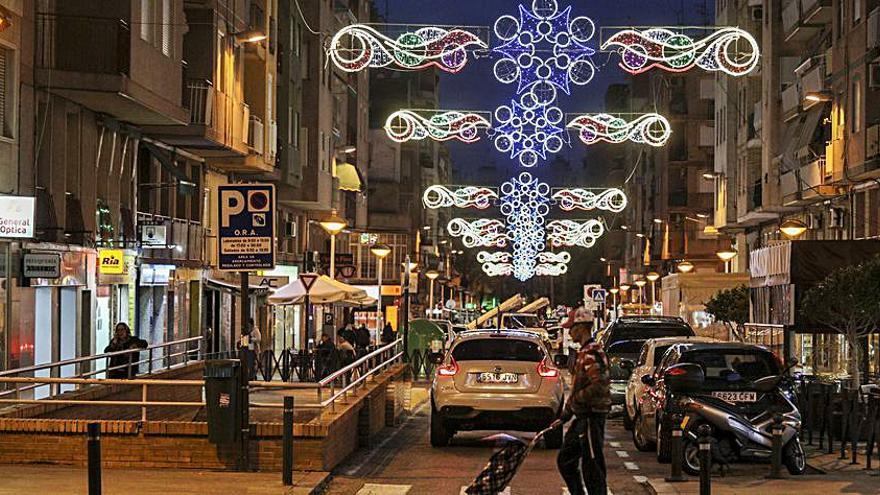Luces de Navidad en Elche, en 2019.