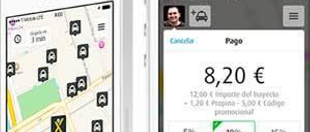 Dispositivos móviles con la aplicación de Mytaxi.