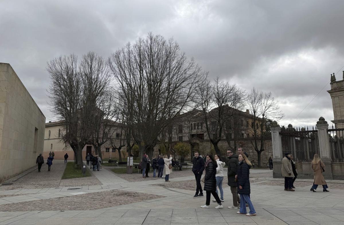 Turistas en la Plaza de la Catedral de Zamora. | ALBA PRIETO