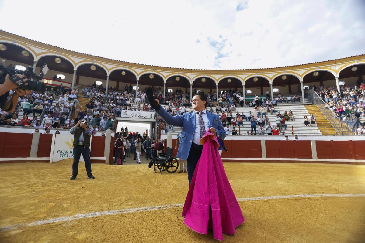 Vicente Ruiz, 'El Soro', durante el homenaje recibido en la plaza de toros de Pozoblanco este fin de semana
