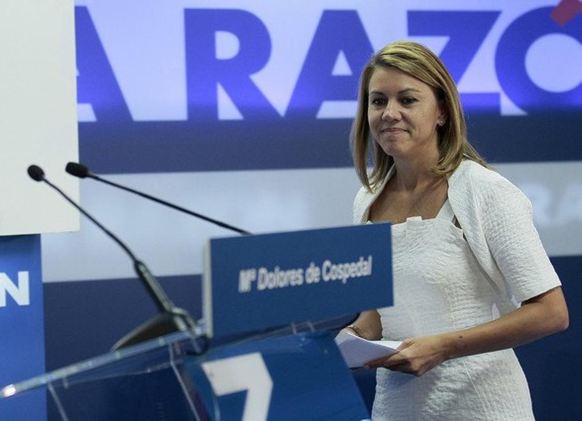 La secretària general del PP, María Dolores de Cospedal, durant uns esmorzars informatius, dimecres passat. La secretària general del PP, María Dolores de Cospedal, durant uns esmorzars informatius, dimecres passat.