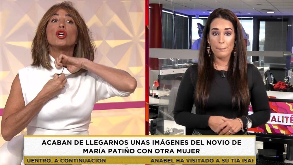 María Patiño abandona el plató 'Socialité'.