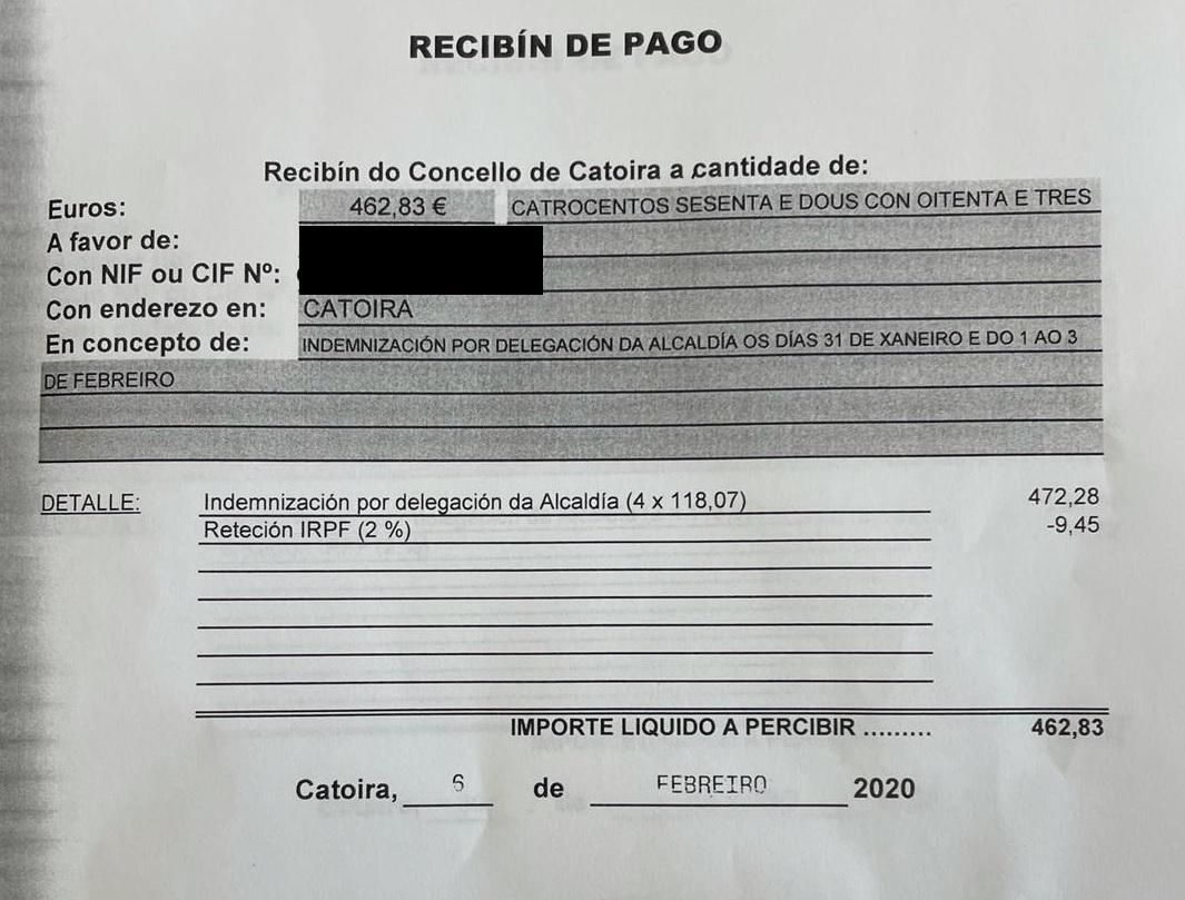 Una de las nóminas aportadas por el líder del PP, expedida a favor de María Paz.