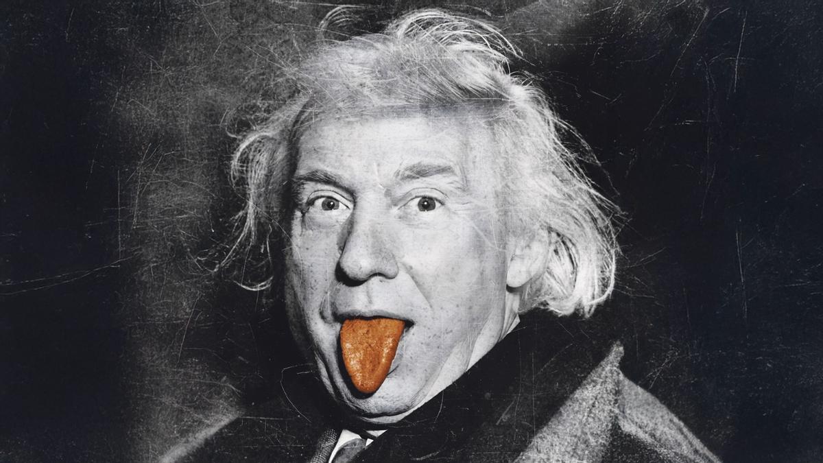 Ilustración en la que Donald Trump aparece enseñando la lengua como la famosa foto del físico y premio Nobel Albert Einstein.