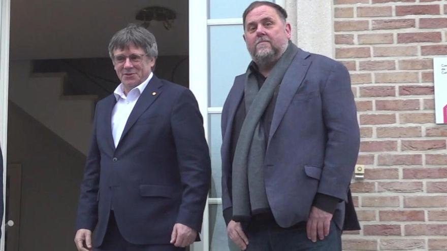 Carles Puigdemont i Oriol Junqueras, el gener passat a Waterloo