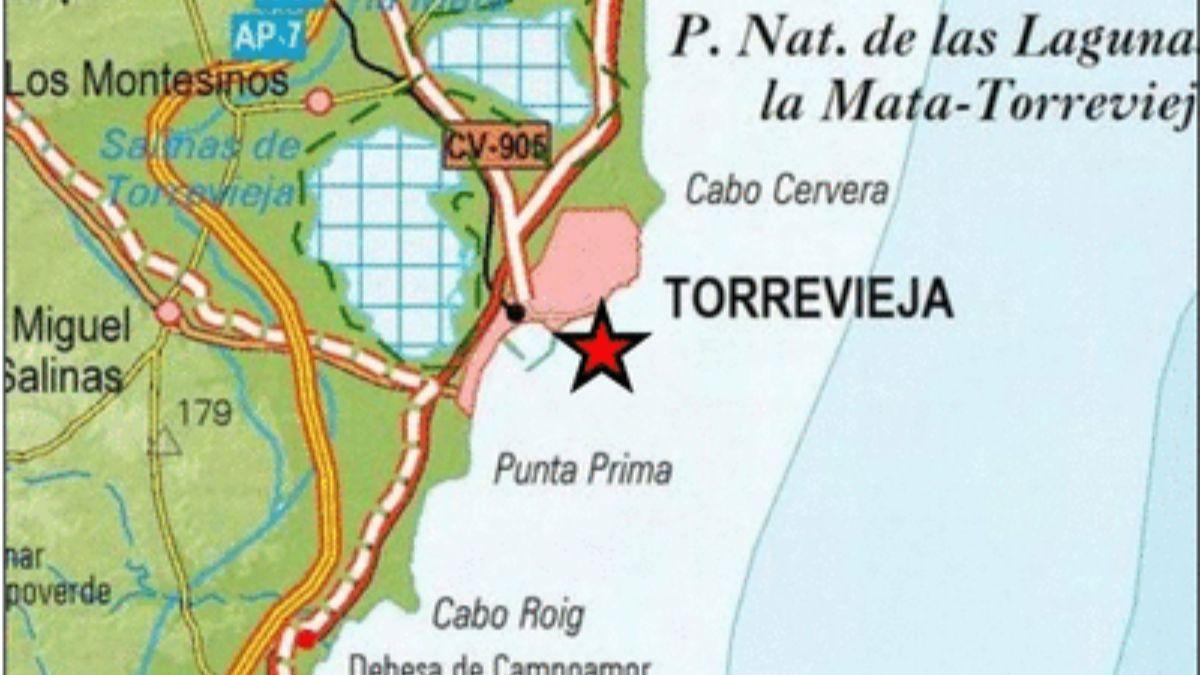 Mapa del terremoto en Torrevieja
