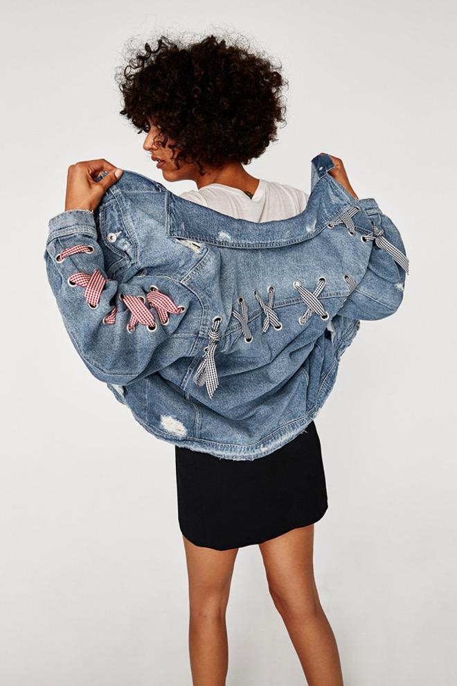Nuevo en tienda: chaqueta denim de lazos de Zara