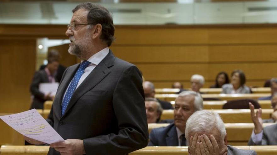 Rajoy durante una intervención en el Senado.