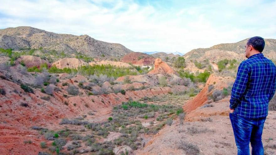 El concejal de Medio Ambiente de Aspe, Iván Escobar, contemplando el paraje natural de Los Algezares