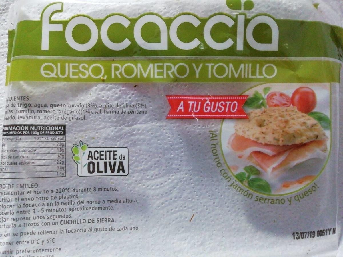 Focaccia de queso y romero de Mercadona