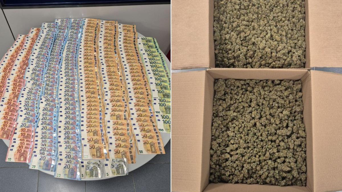 Els diners i la marihuana que els dos detinguts duien al vehicle