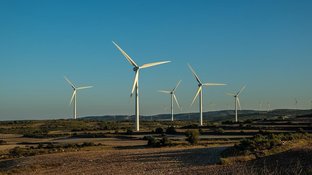 Un parque eólico de Iberdrola en Fuendetodos (Campo de Belichite).