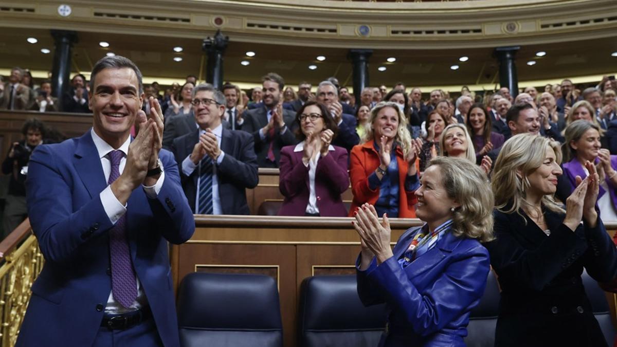 Pedro Sánchez, tras ser investido presidente del Gobierno.