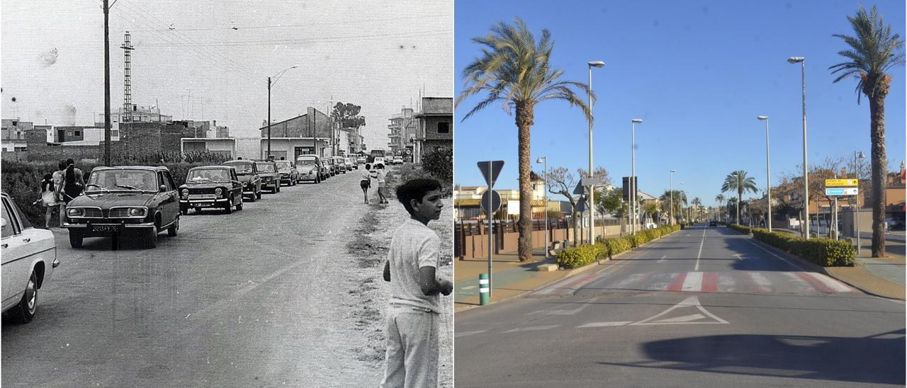 Antes y después del camí la Mar de Moncofa, que pasó a conocerse en 2002 como avenida Científic Avel·lí Corma.