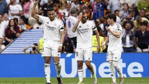 Kylian Mbapp celebra tras marcar el 1-0 durante el partido entre Real Madrid y Real Sociedad.