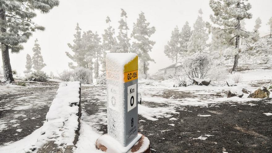 Nieva en la cumbre de Gran Canaria