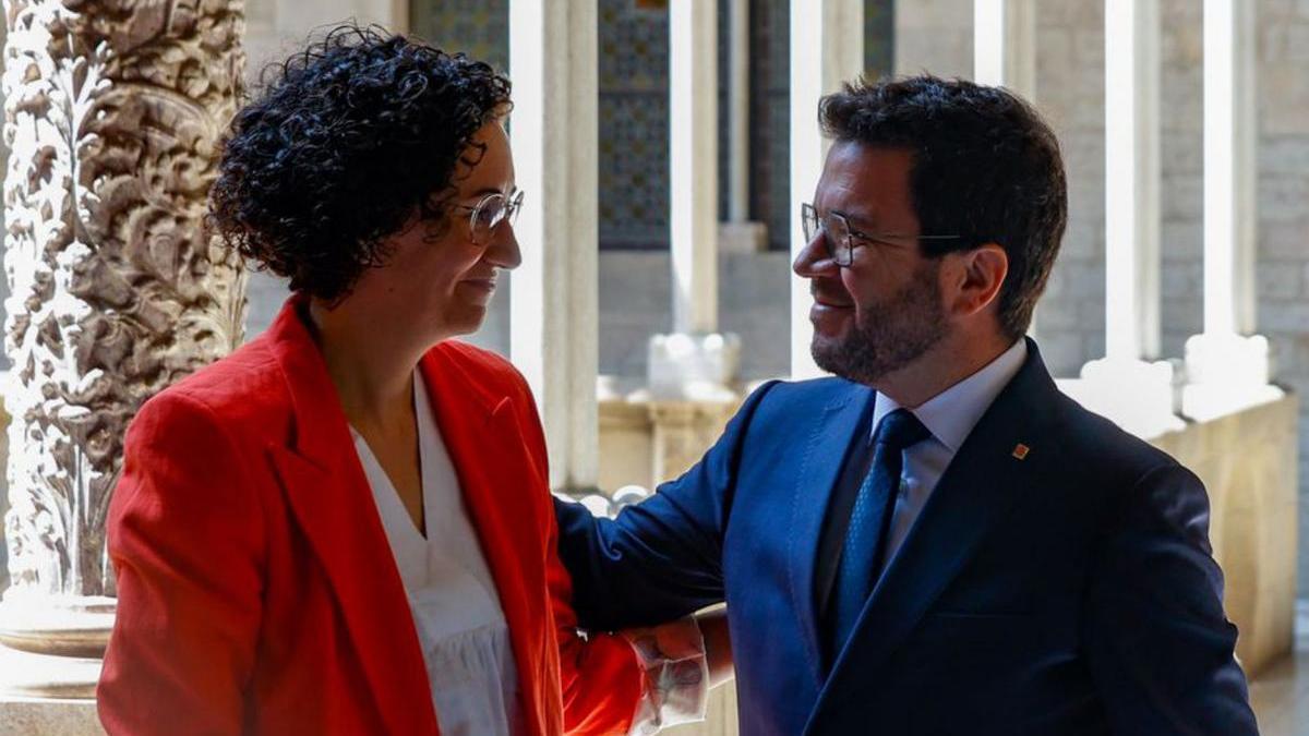 Marta Rovira i Pere Aragonès, al Palau de la Generalitat, ahir. | KIKE RINCÓN / EUROPA PRESS