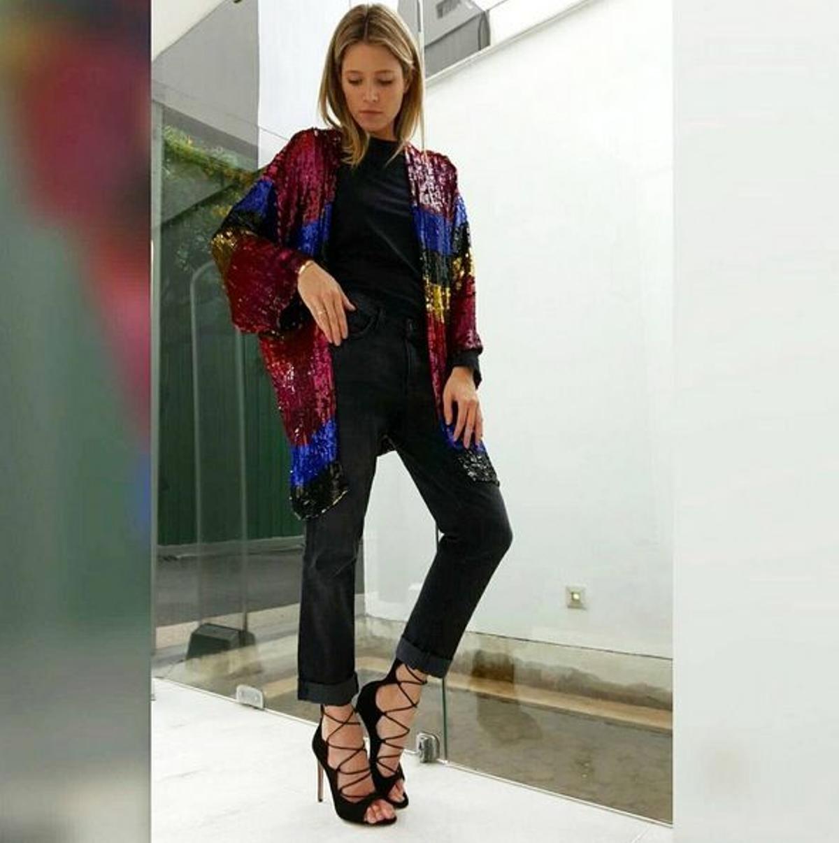 El estilo de Helena Bordon: look con pailletes