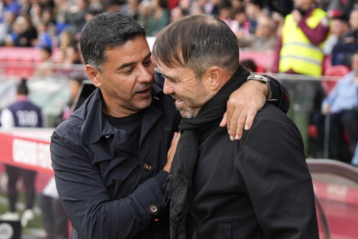 Coudet y Míchel, antes del pitido inicial