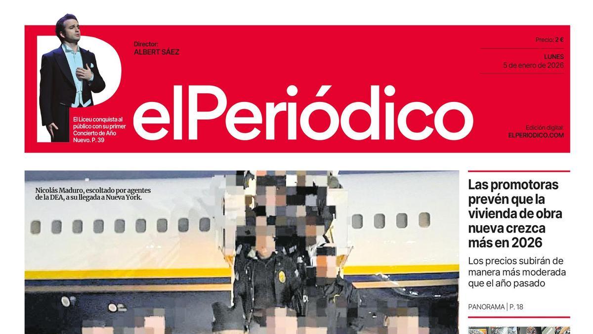 La portada de EL PERIÓDICO del 5 de enero de 2026