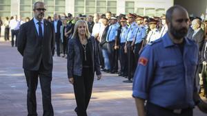 El conseller Buch llega al Institut de Seguretat Pública de Catalunya para inaugurar el año académico. 