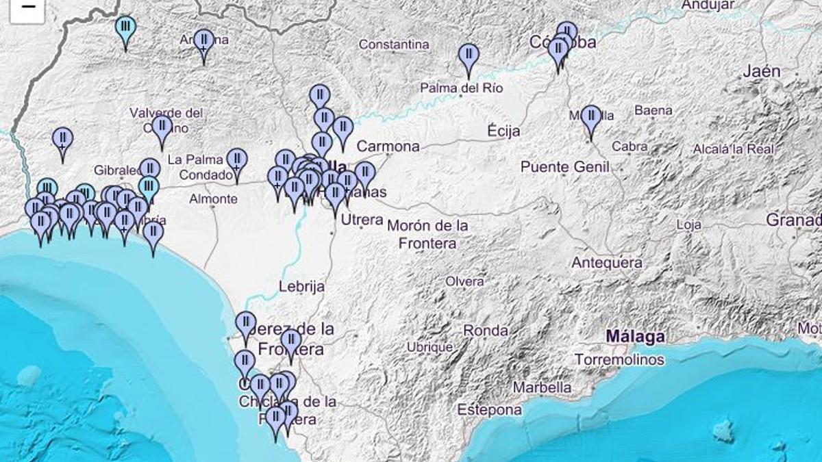 Mapa de municipios en los que se ha sentido el terremoto