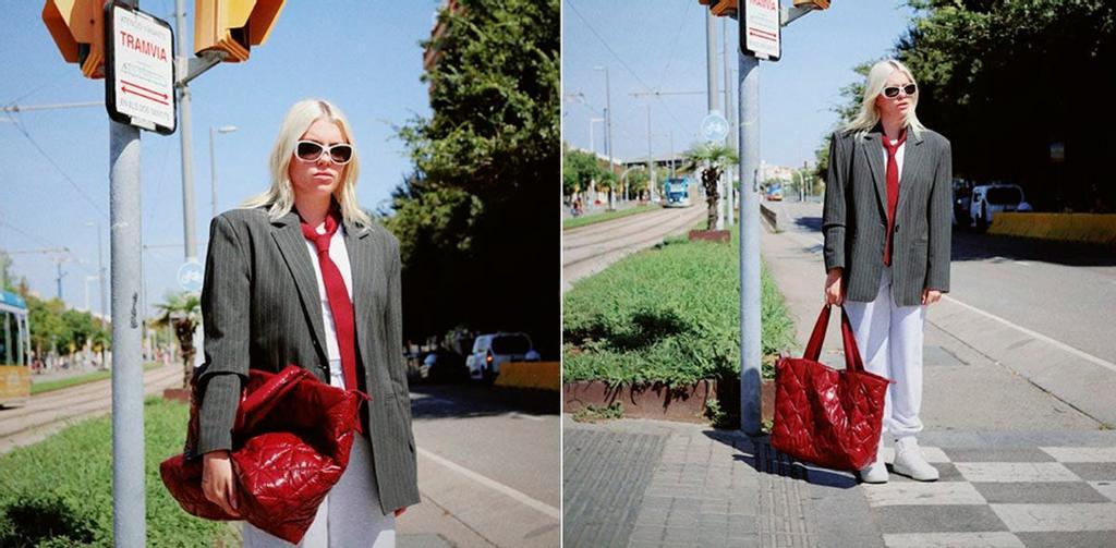 Así combina la 'influencer' y estilista Gigi Vives la blazer de raya diplomática de Stradivarius